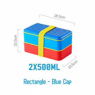 LEGO Brick Double Layer Lunch Box for Kids – Bento Style with Elastic Strap