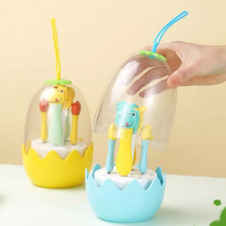 Dinosaur Design Stainless Steel Cutlery Set with Egg-Shaped Case