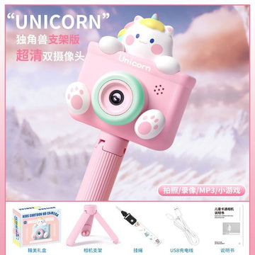 Unicorn-Design Electronic Camera with Tripod for Kids (Random Colour)
