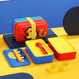 LEGO Brick Double Layer Lunch Box for Kids – Bento Style with Elastic Strap