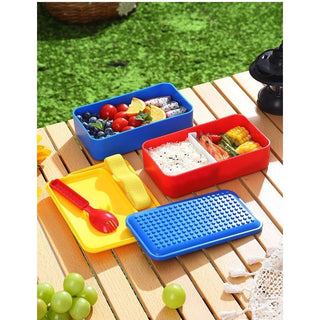 LEGO Brick Double Layer Lunch Box for Kids – Bento Style with Elastic Strap