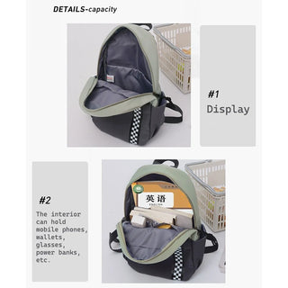 Two-Tone Mini Backpack with Checkered Stripe
