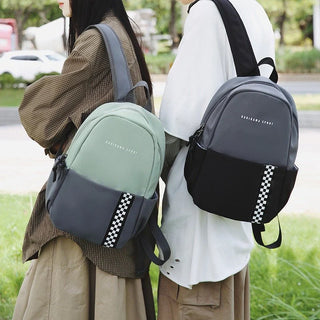 Two-Tone Mini Backpack with Checkered Stripe