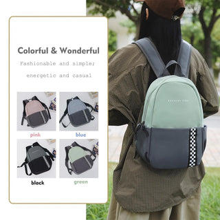 Two-Tone Mini Backpack with Checkered Stripe