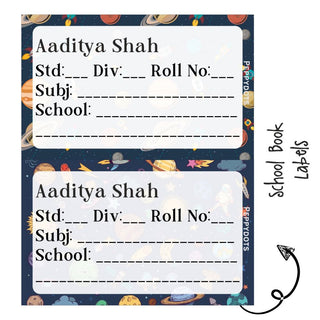 School Book Labels - Space - Pack of 36 labels PREPAID ONLY