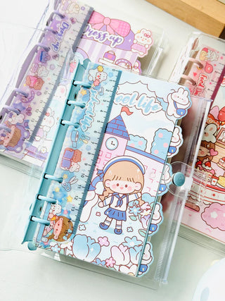 Cute Girl Design Spiral Notebook with Button Lock
