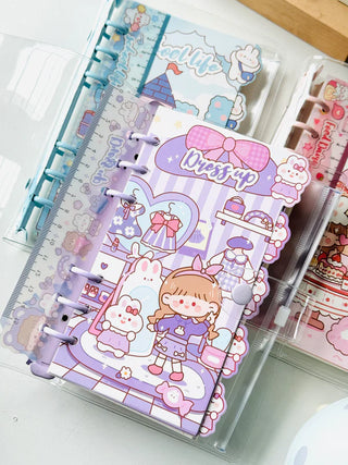 Cute Girl Design Spiral Notebook with Button Lock