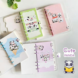 Cute Panda Design Spiral Notebook with Button Lock