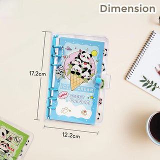 Cute Panda Design Spiral Notebook with Button Lock