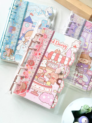 Cute Girl Design Spiral Notebook with Button Lock