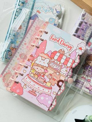 Cute Girl Design Spiral Notebook with Button Lock