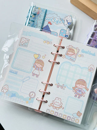 Cute Girl Design Spiral Notebook with Button Lock