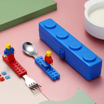 Building Blocks Design Stainless Steel Spoon and Fork Set