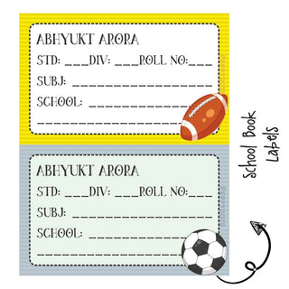 School Book Labels - Sport Fun - Pack of 36 labels - PREPAID ONLY