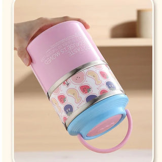 Cartoonistic Double Layer Stainless Steel Kids Lunch Box – 1060ml Insulated Thermos Food Jar with Handle