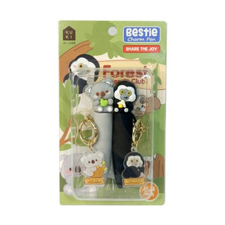 Kawaii Character Bestie Charm Gel Pen | Cute Topper Pen with Keychain 2pc  (Random)