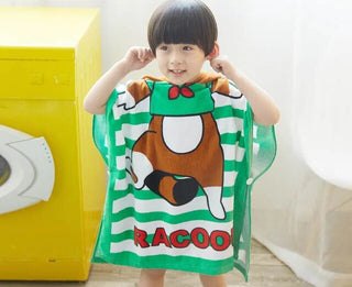 Snuggly Joy: Adorable Cartoon Print Hooded Microfiber Baby Bath Towel