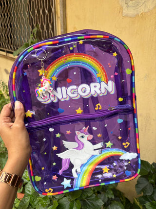 Cute Design Transparent Backpack with Front Pocket for Kids