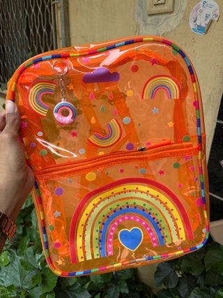 Cute Design Transparent Backpack with Front Pocket for Kids