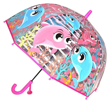Premium Quality Theme Printed Transparent Umbrella For Kids (Baby Shark)