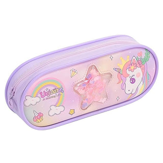 Unicorn Glitter Star Pencil Case for Kids | Large Capacity Stationery Organizer