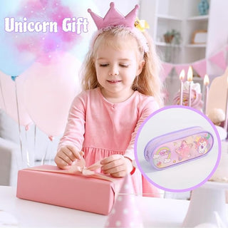 Unicorn Glitter Star Pencil Case for Kids | Large Capacity Stationery Organizer