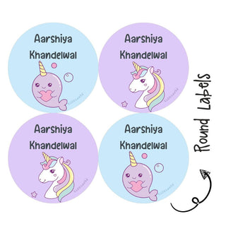 Round Waterproof Label - Unicorn Fun (70 Pcs) (PREPAID ONLY)