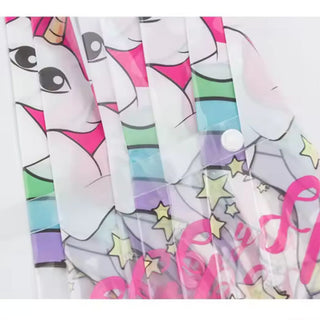 Premium Quality Theme Printed Transparent Umbrella For Kids (Rainbow Unicorn)