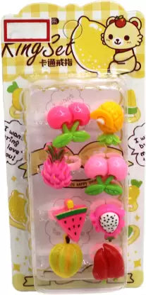 Charming Fruit Frenzy: 8pcs Cute Finger Rings for Kids - Playful Accessories for Little Fashionistas