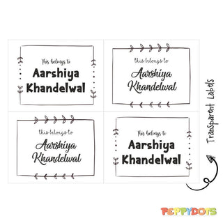 Transparent Labels - Vintage Frame- Pack of 72 Tags - PREPAID ONLY