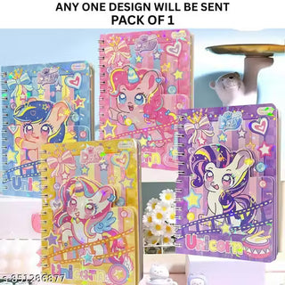 Kawaii Unicorn Spiral Diary with Stickers – A5 Holographic Journal for Kids