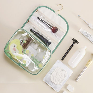 Transparent Travel Bag with Hanging Hook - Your Stylish Organizer for On-the-Go
