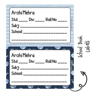 School Book Labels - Whale - Pack of 36 labels - PREPAID ONLY
