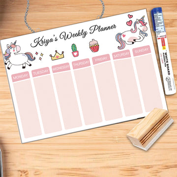 Personalized Weekly Planner - White Unicorn (PREPAID)
