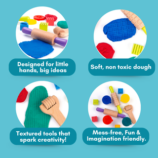 Cots and Cuddles Dough Mould Tool Kit with Fun Shapes and 4pc Clay