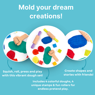 Cots and Cuddles Dough Mould Tool Kit with Fun Shapes and 4pc Clay