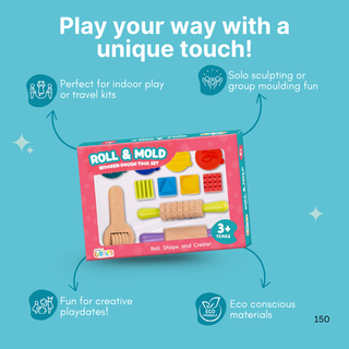 Cots and Cuddles Dough Mould Tool Kit with Fun Shapes and 4pc Clay