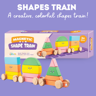 Cots and Cuddles Wooden Magnetic Shapes Train for Kids Age 3+