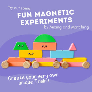 Cots and Cuddles Wooden Magnetic Shapes Train for Kids Age 3+