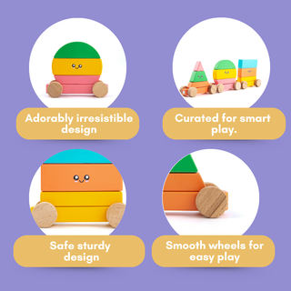 Cots and Cuddles Wooden Magnetic Shapes Train for Kids Age 3+