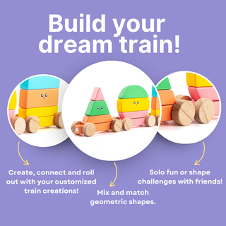 Cots and Cuddles Wooden Magnetic Shapes Train for Kids Age 3+