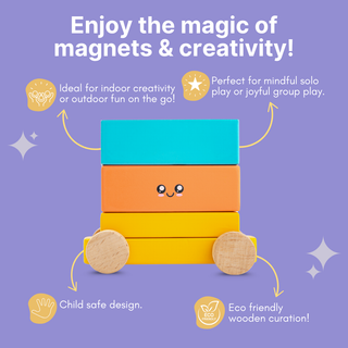 Cots and Cuddles Wooden Magnetic Shapes Train for Kids Age 3+