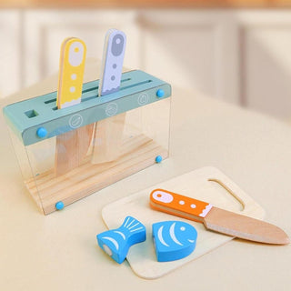 Wooden Play Kitchen Cutting Set for Kids