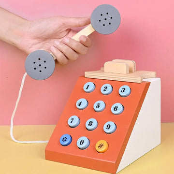 Wooden Button Telephone Toy for Kids