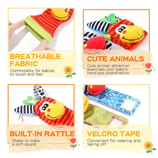 Colorful Baby Wrist Rattles & Foot Finder Socks Set