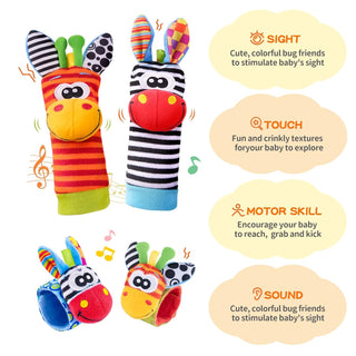 Colorful Baby Wrist Rattles & Foot Finder Socks Set