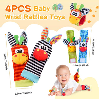 Colorful Baby Wrist Rattles & Foot Finder Socks Set