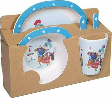 Prince on Horse Design Bamboo Fiber 5-Piece Feeding Set - 100% bamboo No Plastic