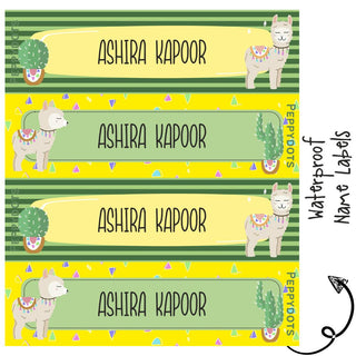 Waterproof Labels - YELLOW LLAMA - Pack of 88 labels - PREPAID ONLY (Dispatch in 5-6 Days)