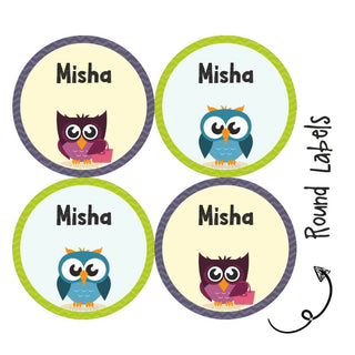 Round Waterproof Labels - Zig Zag Owl (70 Pcs) (PREPAID ONLY)